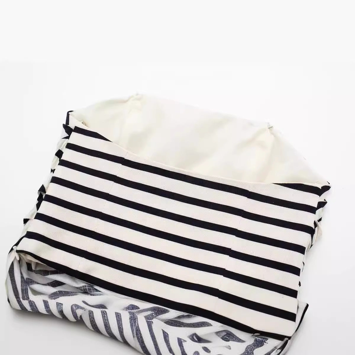 European And American Style Striped Straight Collar Off-the-shoulder Tube Top Top