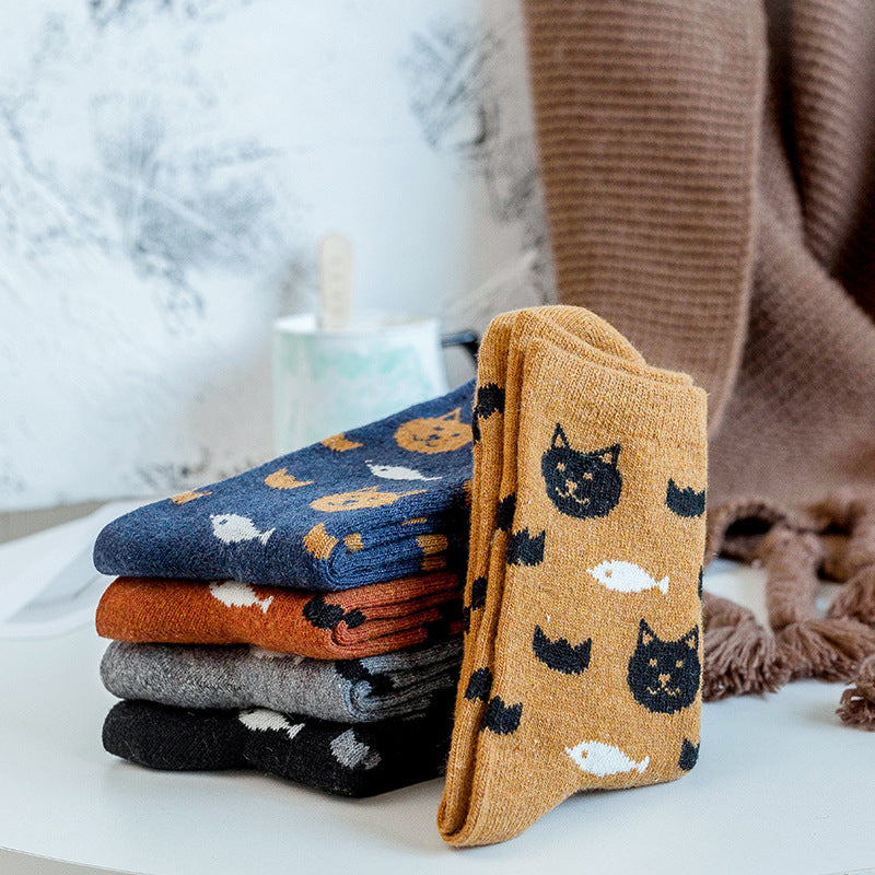 Womens Warm Retro Rabbit Wool Socks