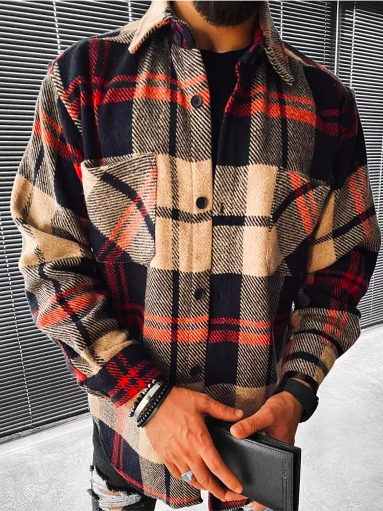 Woolen Suit Jacket Loose Lapels Double Pocket Jacket Long Sleeve