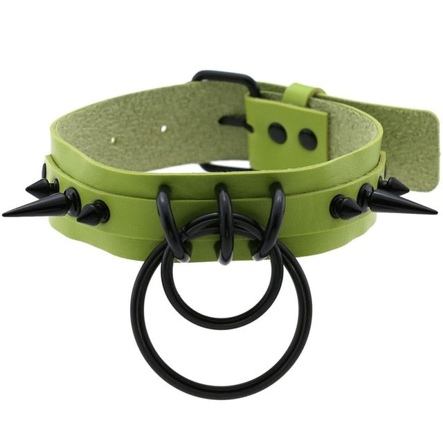 Punk Choker Rivet Buckle Spike Collar Necklace Black  Mens Womens