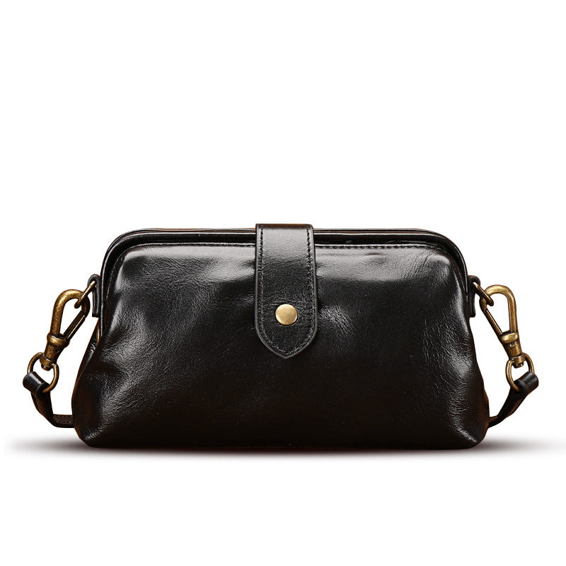 New First Layer Cowhide Hand Niche Shoulder Messenger Bag
