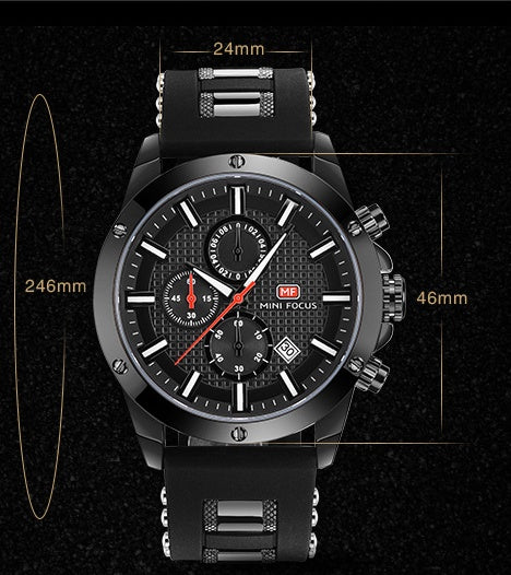 Explosion models hot fashion business men's watch three eye timing sports quartz watch