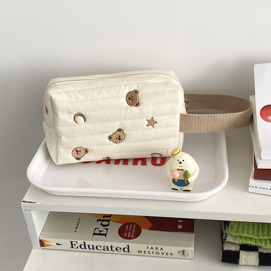 Bear Embroidery Makeup Bag One With Small For Women