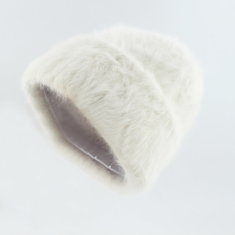 Plush and gentle rabbit hair knitted pile hat
