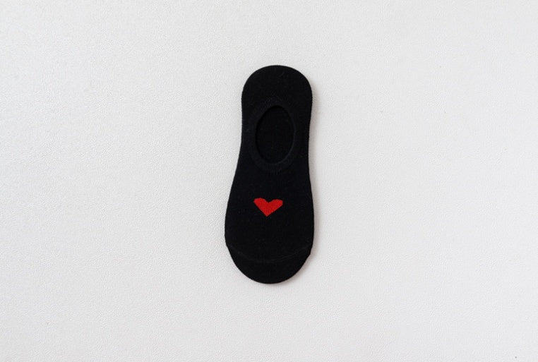 Heart Print Women's Socks Love Invisible Boat Socks Silicone Non-slip Short Socks