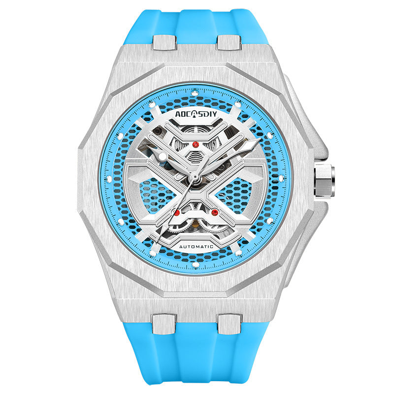 Trendy Hollow Mechanical Watch With Luminous Display And Water Resistance For Men