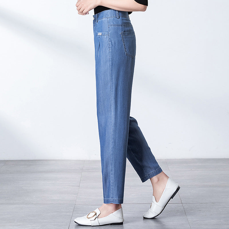 Fashionable casual, thin and medium waist jeans