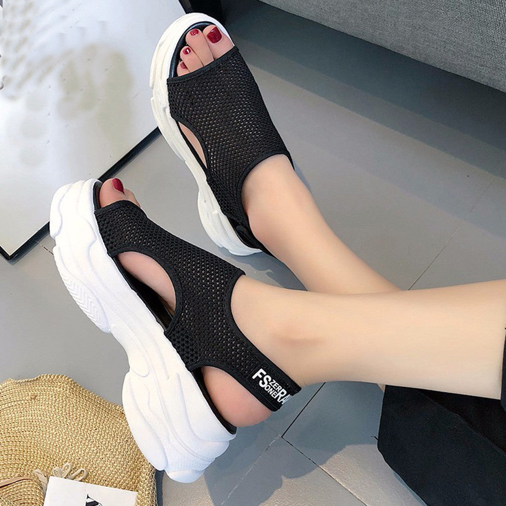 Hollow student fish mouth shoes
