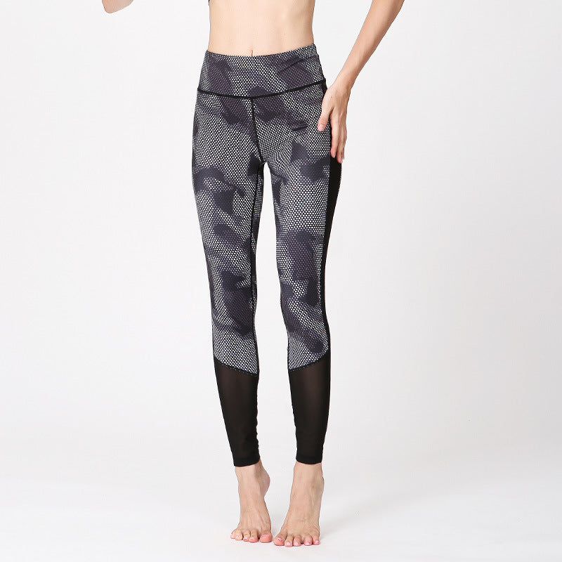 High-waist geometric digital print yoga pants