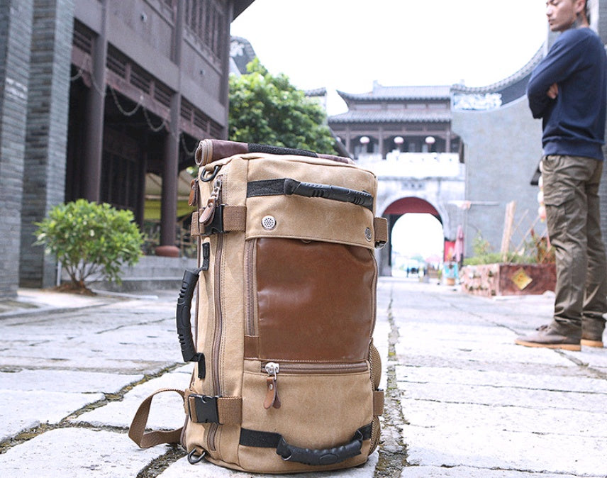 Large-capacity backpack canvas men's backpack multi-function shoulder computer backpack outdoor travel bag