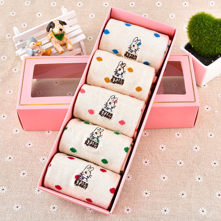 Female pure cotton shallow mouth cartoon socks