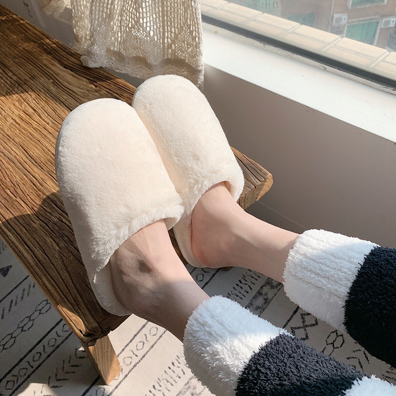 Winter indoor pure color cotton slippers