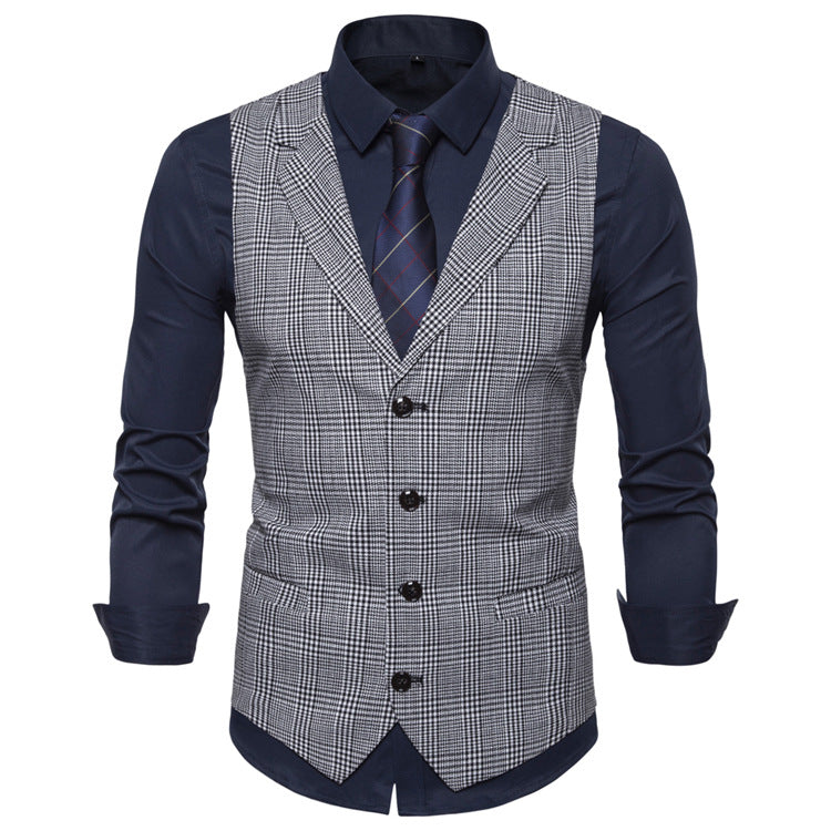 Men's Casual Fashion Tailored Collar Striped British Style Cardigan Single Breasted Suit Waistcoat