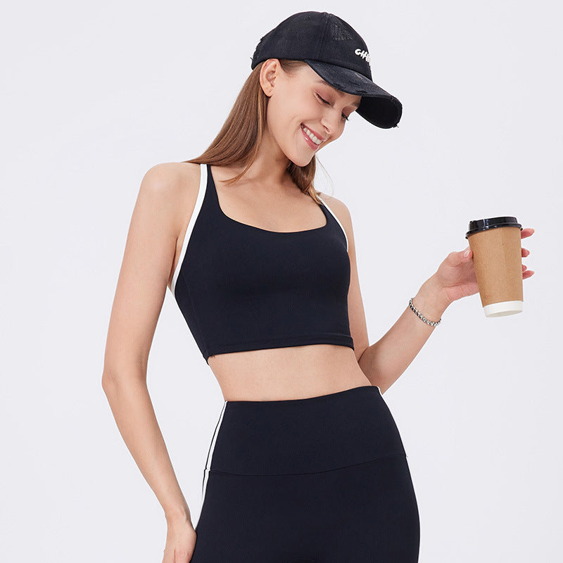 Nude Feel Yoga Clothes Bra Adjustable Spaghetti Strap Fitness