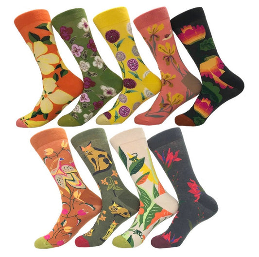 Mid tube ladies cotton cartoon socks jacquard socks
