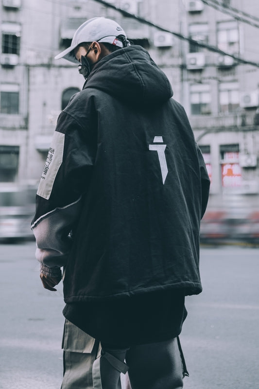 Men's loose multi-pocket cotton coat
