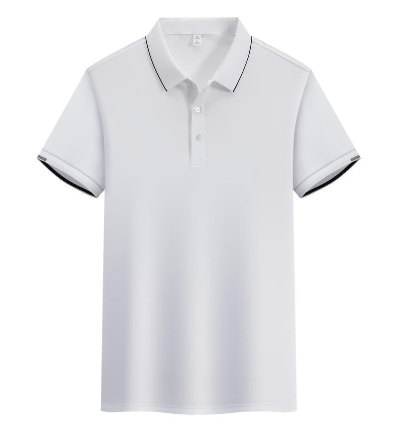 ICE Cotton Single Side Color Secondary Collar Lapel Short Sleeve Polo Shirt