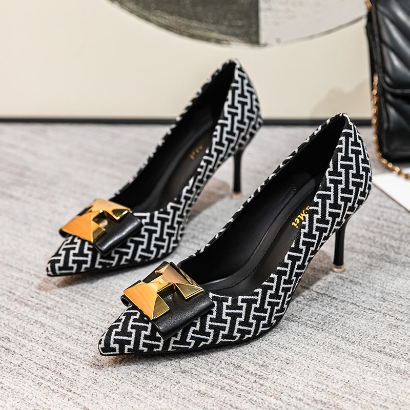 Small Town Style High Heels Women's Style Pointed Toe Stiletto