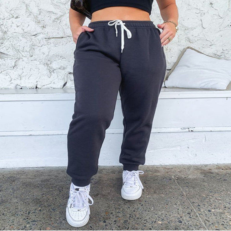 Women's thick elastic casual sports trousers