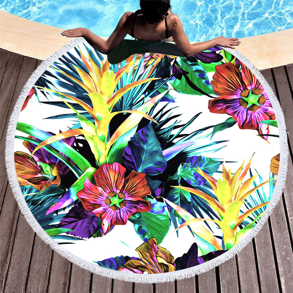 Round printed beach towel
