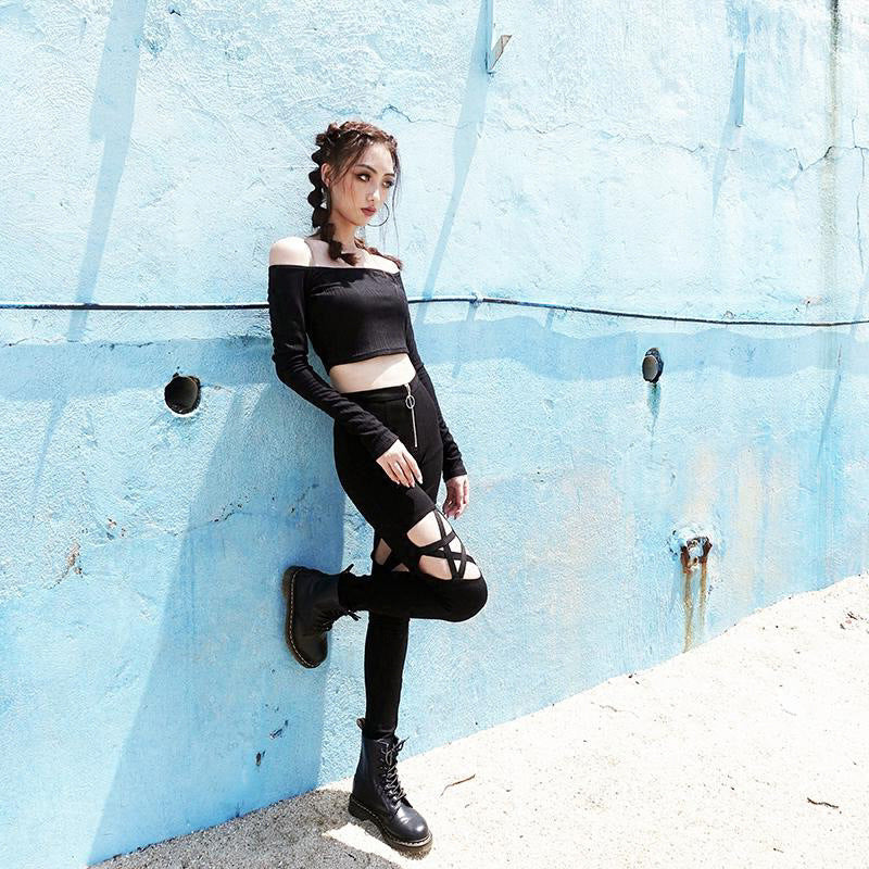 Cutout high waist tights