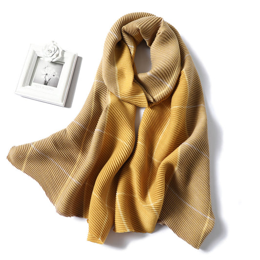 New Two-color Cashmere Lady Scarf Wrinkled Color Matching Plaid All-match