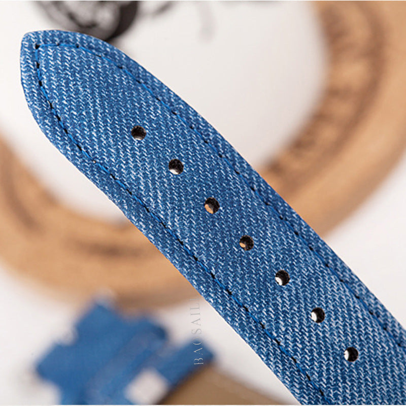 Fashion Quartz Watch Charm Denim Strap for Men