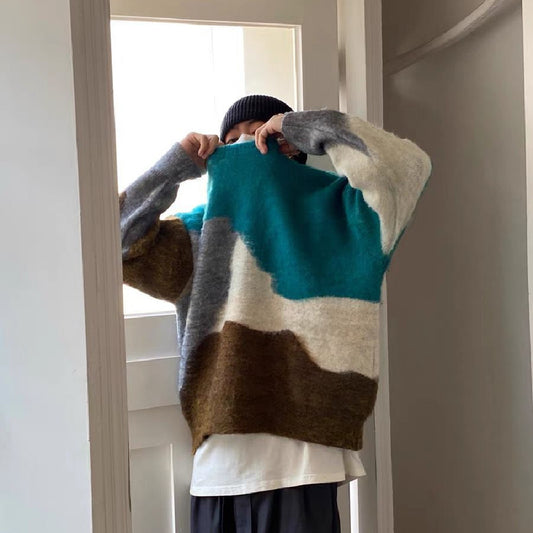 Rundhalset Jumper med Kontrastfarve