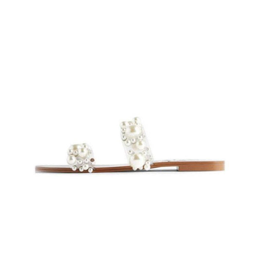 New transparent flat sandals with pearls