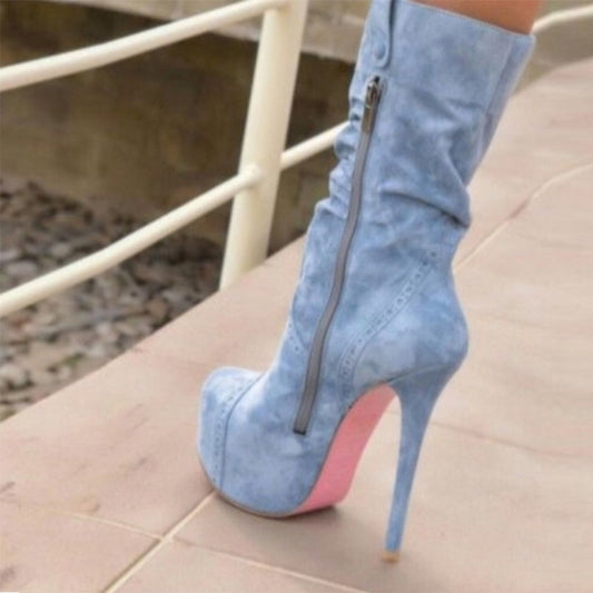 Women's Plus Size Short Boots With Side Zip