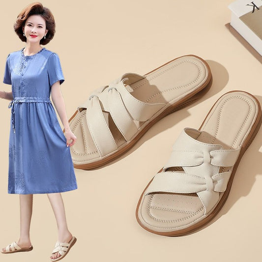Sommer Flad Plus Size Blød Bund Skridsikker Senesål Blødt Læder Sandaler