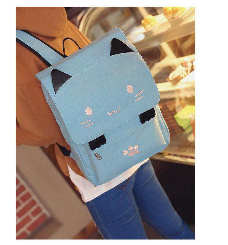 Cute cartoon cat middle school student backpack