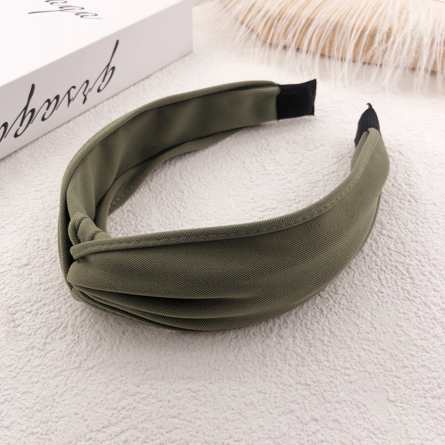 Suede flower hit color headband