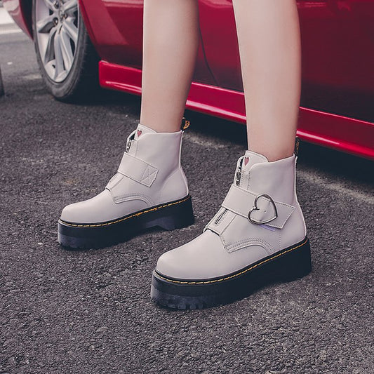 Martin boots women's short tube sponge cake with platform lace-up ankle boots
