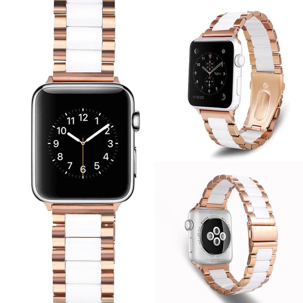 Ceramic strap three bead stainless steel ceramic strap