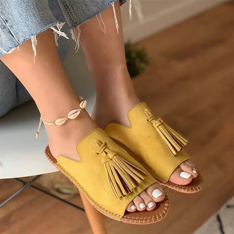 Women's outer fringed hemp rope sandals