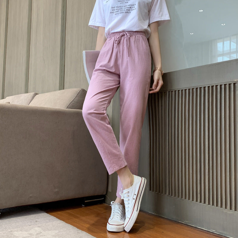Straight cropped casual pants