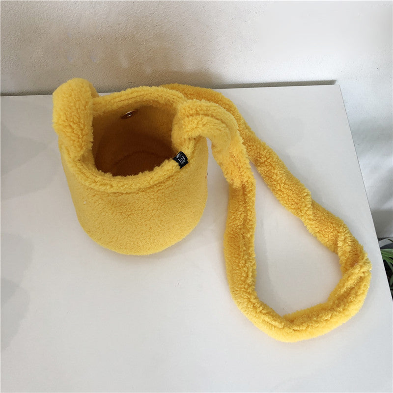 Solid Color Faux Lamb Wool One-shoulder Underarm Bag