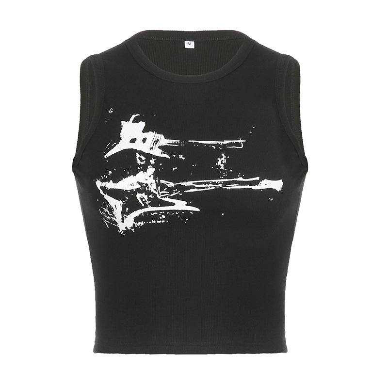 American Guitar Doodle Print Vest