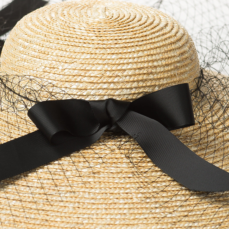 The New British Retro Shallow Top Sunshade Shading Strap Straw Hat