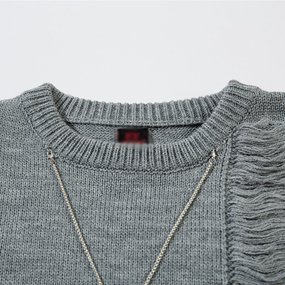 Necklace Sweater Men's Irregular Ripped Crocheted