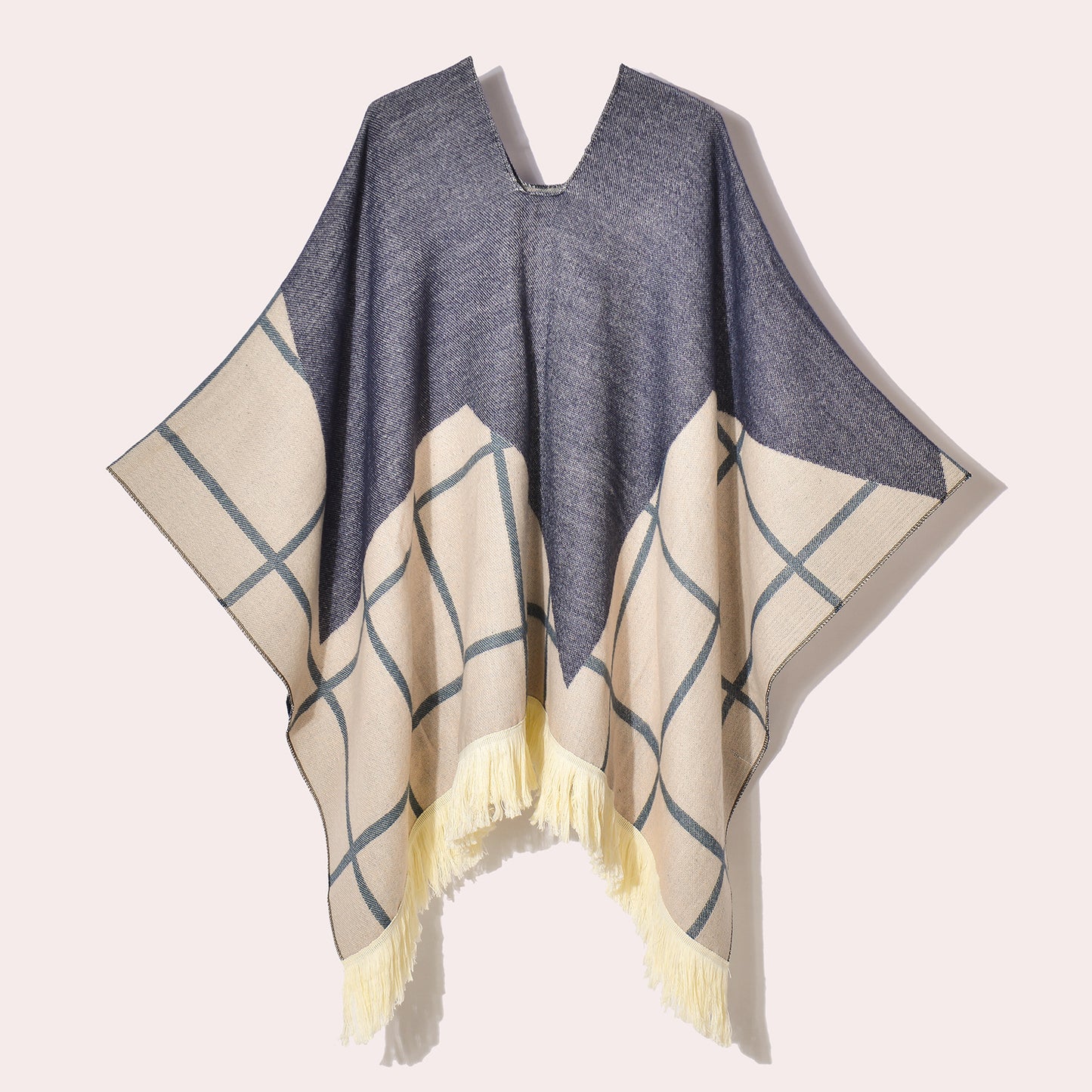 Western Denim Style Men's And Women's Shawl Tassel Pullover Keep Warm Outdoor Large Cloak