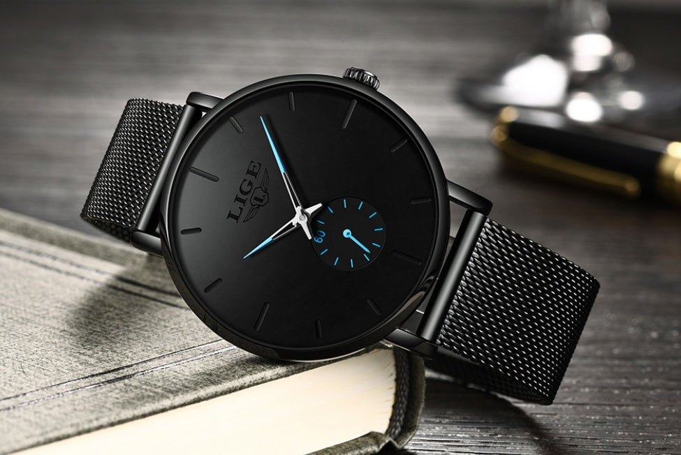 Men's mesh belt quartz watch
