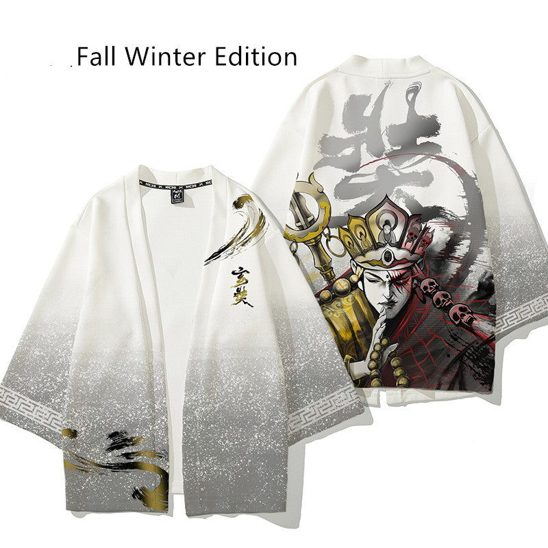 Handsome three-quarter sleeve cardigan robe