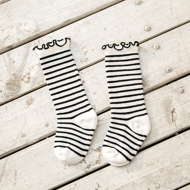 Children's Socks Korean Color Striped Wave Dot