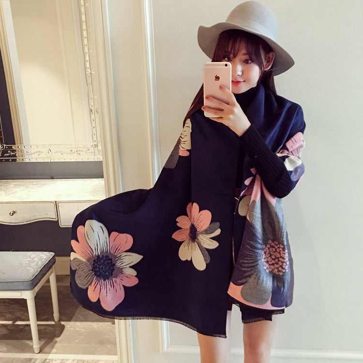 Women's double-faced jacquard cashmere scarf