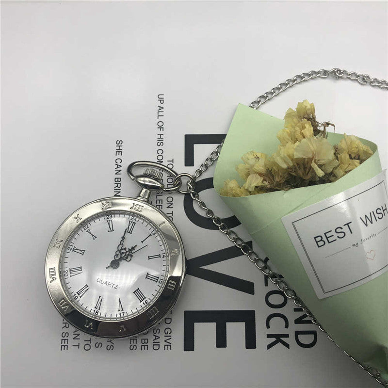 Large double-display Roman retro pocket watch