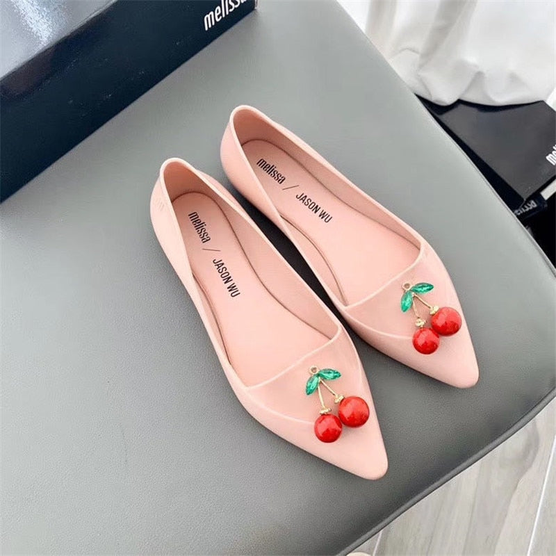 Fashion Pointed Cherry Jelly Women's Shoes Flat