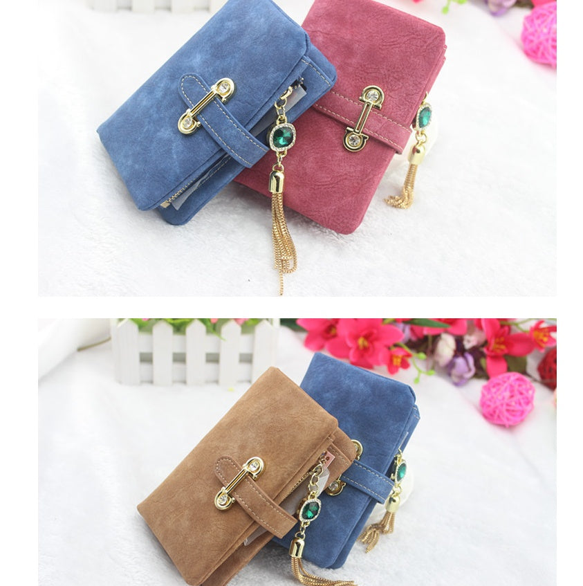 Scrub ladies multi-function coin purse tassel pendant wallet ladies wallet