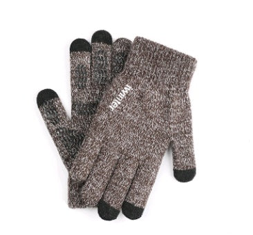 Touch screen gloves men's winter non-slip driving female students knitting wool couple plus velvet warm outdoor riding gloves